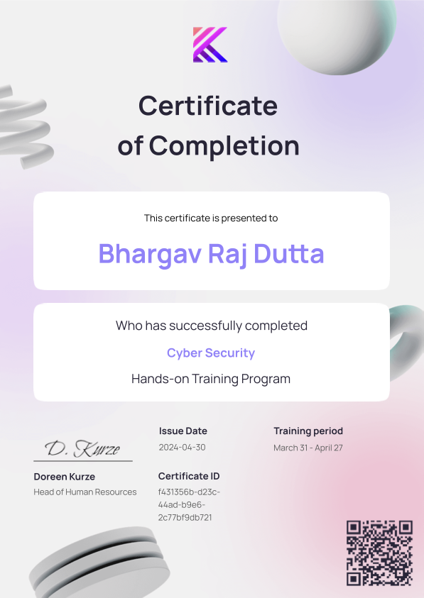 Kreativstorm Certificate